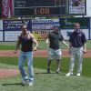 Throwing out the first pitch at an Iowa Cubs game